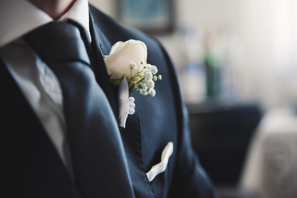 Groom is preparing for the wedding ceremony