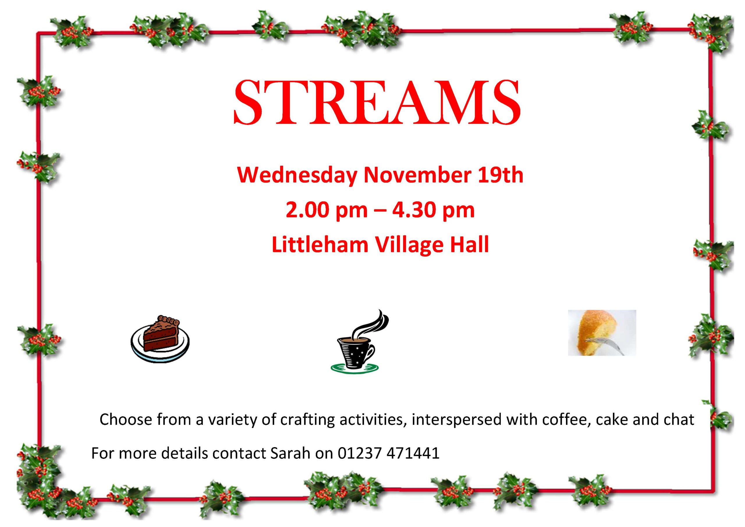 🌿 STREAMS – Craft, Cake & Conversation